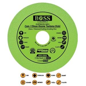 Boss Hassas Cam Seramik Granit Tuğla Plastik Kesici Disk 115mm
