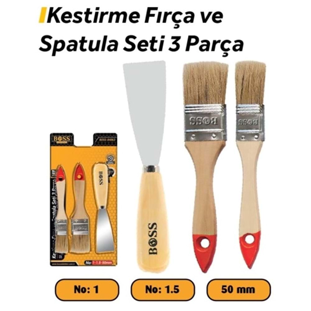 Boss Kestirme Fırça ve Ispatula Seti 3 Parça