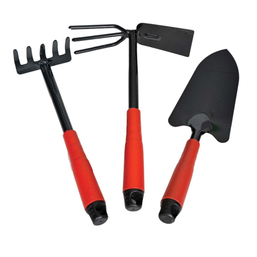 Hırsan Üçlü Bahçe Seti ( Kürek - Çapa - Tırmık ) 25cm Hobi Seti , Saksı Değişim Aparatlar