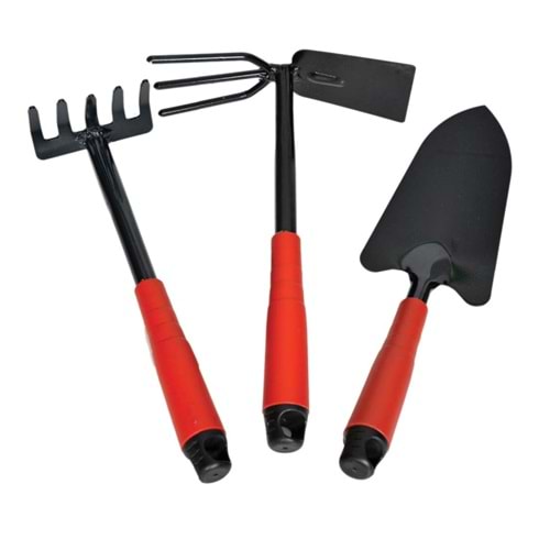 Hırsan Üçlü Bahçe Seti ( Kürek - Çapa - Tırmık ) 25cm Hobi Seti , Saksı Değişim Aparatlar