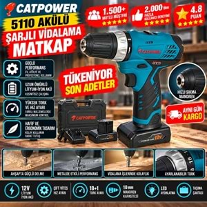 Catpower 5110 Şarjlı Akülü Vidalama Matkap 12V 3.0AH