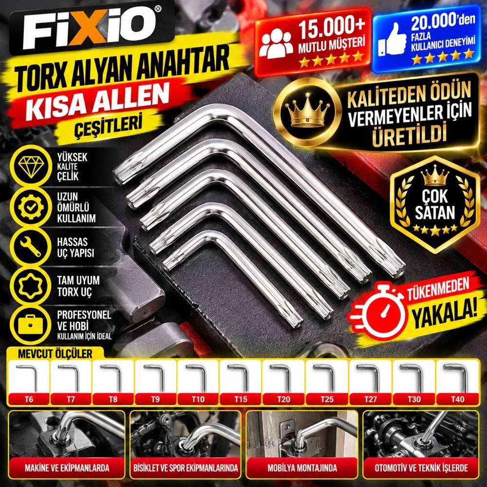 Fixio Torx Alyan Anahtar Kısa T40