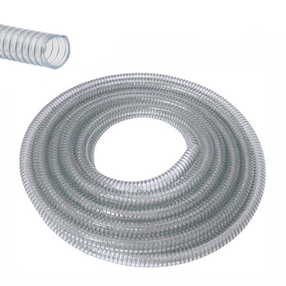 Sertsan Şeffaf Sipiral Gırtlak Hortum 1-1/4 INC 50mt