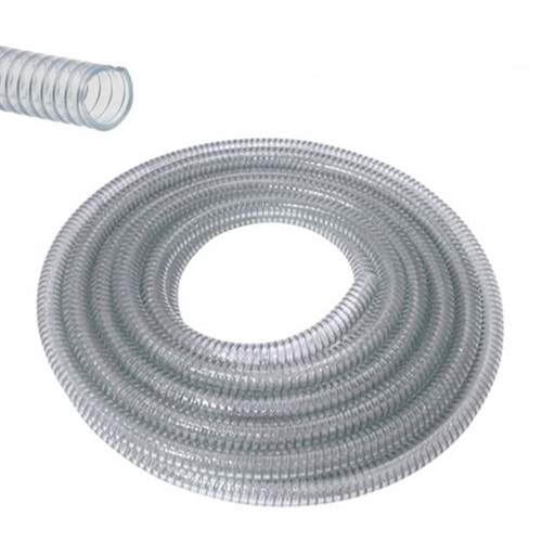 Sertsan Şeffaf Sipiral Gırtlak Hortum 1-1/4 INC 50mt