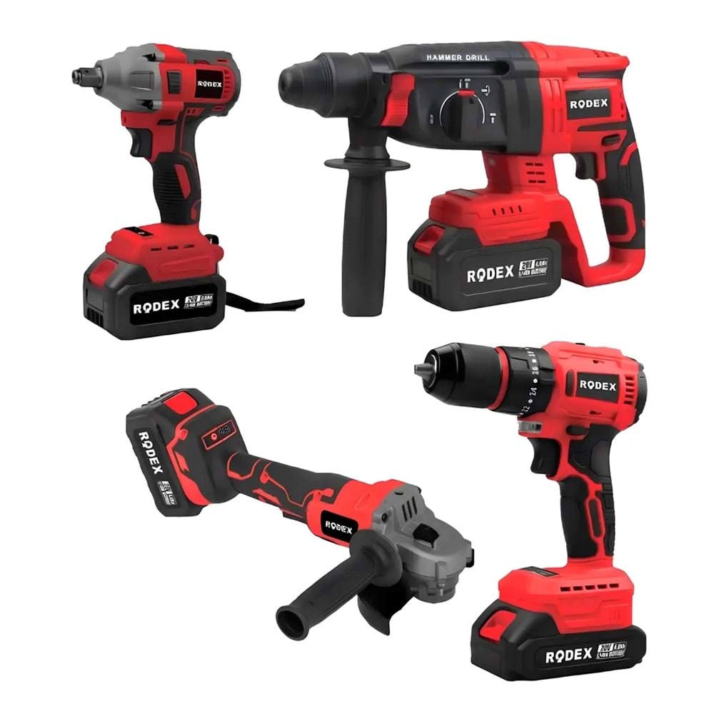 Rodex RDX3004 Makine Seti 4 Lü 20V 3x4.0Ah