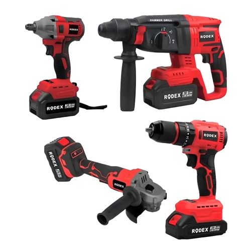 Rodex RDX3004 Makine Seti 4 Lü 20V 3x4.0Ah
