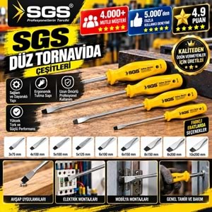 SGS Düz Tornavida 4x125 mm