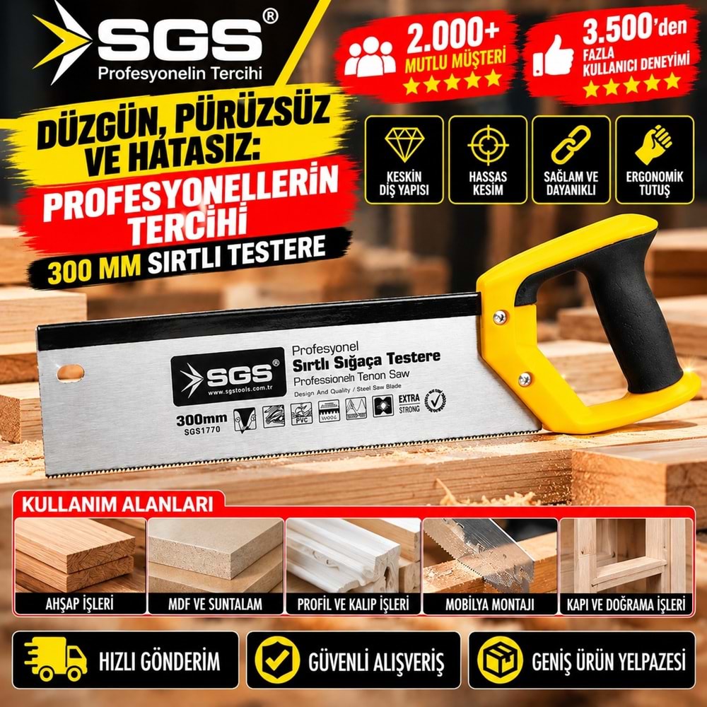 SGS Sırtlı Sığaça Testere 300mm
