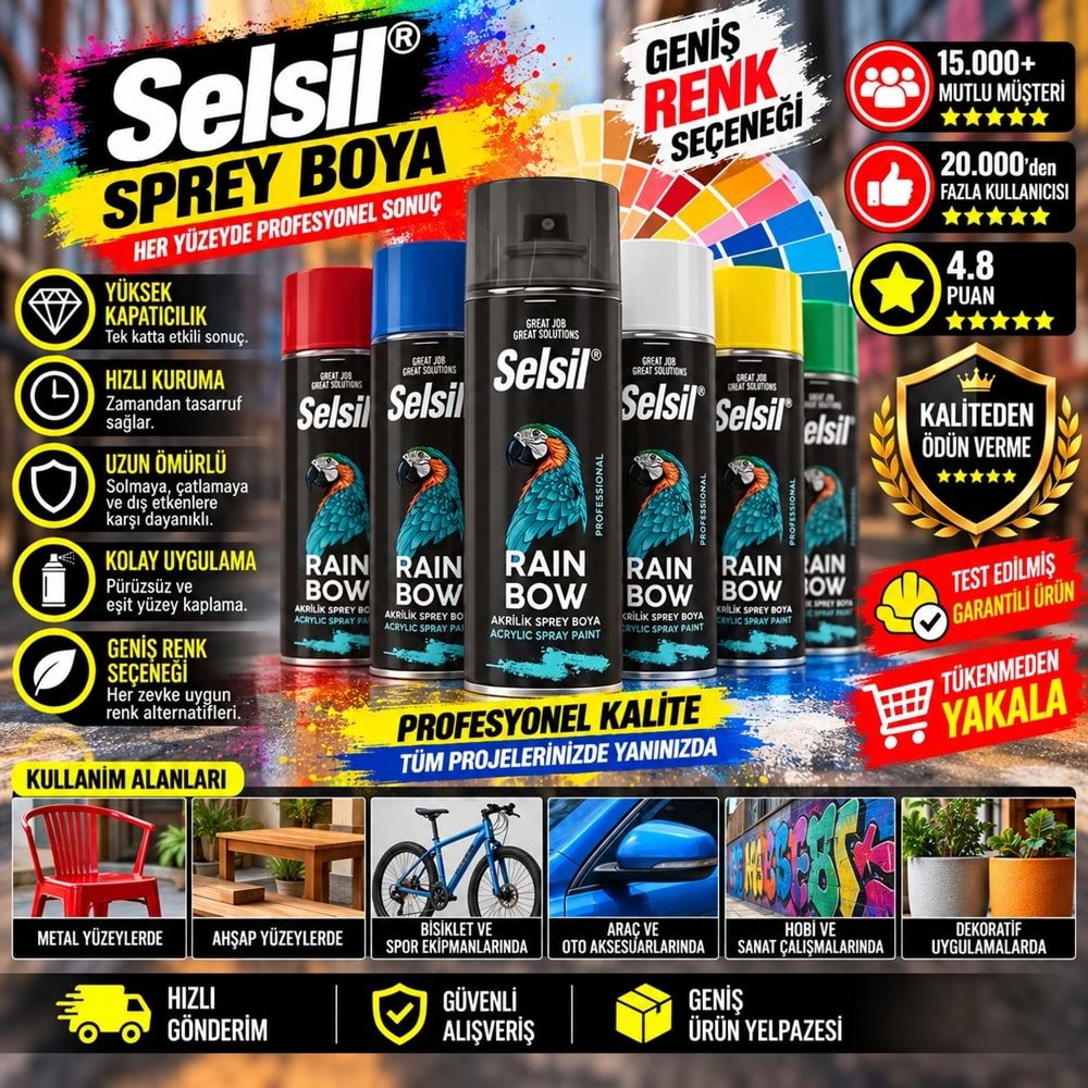 Selsil Sprey Boya Karmen Kırmızı 400ml RAL3002