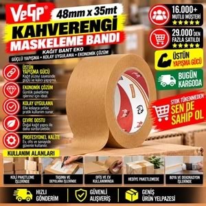 VeGe 48mm 35mt Kahverengi Maskeleme Bandı Kağıt Bant EKO