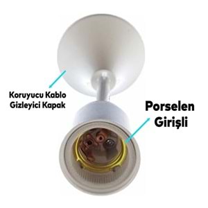 Hırsan Porselen Askılı Duy Tij Takımı