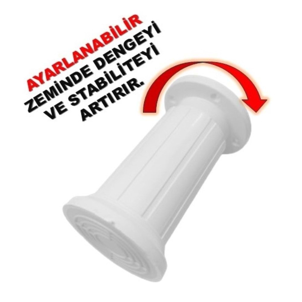 Plastik Baza Ayağı Jumbo Beyaz Ayarlı 10 cm