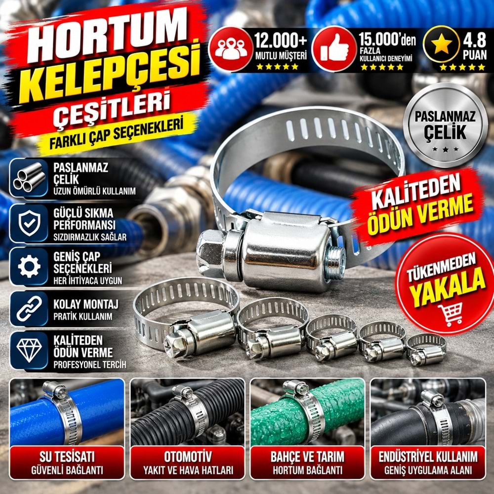Hırsan Hortum Kelepçesi 10-16 mm