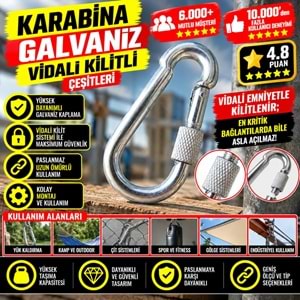 Hırsan Karabina Galvaniz Vidalı Kilitli 8mm