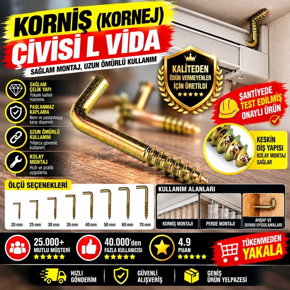 Hırsan Korniş/Kornej Çivisi L Vida 8 No
