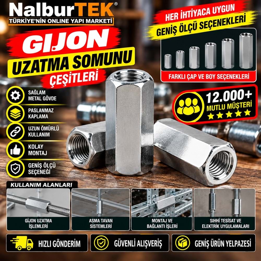 Hırsan Uzatma Somunu M12x40mm